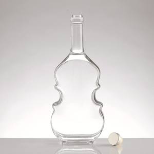 Botella <span class=keywords><strong>de</strong></span> Vidrio para Bebidas con Tapa <span class=keywords><strong>de</strong></span> Rosca, Botella Sellada en Forma <span class=keywords><strong>de</strong></span> Violín para <span class=keywords><strong>Whisky</strong></span> y Licores Extranjeros, Botella Redonda <span class=keywords><strong>de</strong></span> Vidrio - Product Image 1