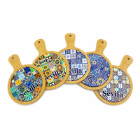 Vente en gros de dessous-de-plat en céramique méditerranéenne écologique personnalisés avec motif en relief doré 3D, en bambou, pour plats chauds