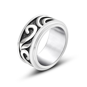 Rotatable Retro Minimalist Men's <b>Titanium</b> Steel <b>Ring</b> Sunflower Pattern SA959 Gift Jewelry - Product Image 2