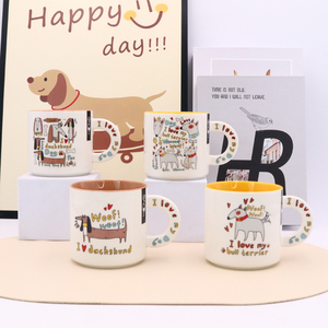 Tasse à café en céramique écologique avec motif de chien mignon (Dachshund, Bull Terrier) imprimé, poignée décorée, idéale pour les cadeaux promotionnels en gros - Product Image 2