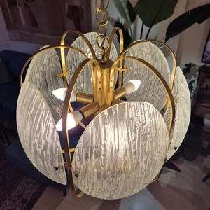 Magnífica araña de cristal con textura de Murano italiano vintage - Product Image 5