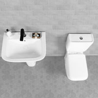 Ensemble WC et lavabo en céramique pour salle de bain, avec siphon en P, articles sanitaires