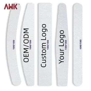 AWK高品质灰色双面150/150 100 100半月形指甲锉100 180定制印刷亚克力指甲