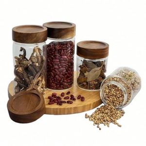 Bocaux de rangement en verre avec couvercles hermétiques, écologiques, style vintage, pour café, garde-manger, haricots, riz, sucre, condiments, avec cuillère - Product Image 6