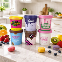 Gobelets à crème glacée en papier recyclé de qualité alimentaire, imprimés sur mesure, jetables, avec couvercle, 8oz, 12oz, 16oz