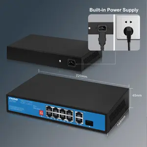 スイッチpoe8ポートイーサネットインテリジェントスイッチ1*1000M SFPファイバーポートと2アップリンクポートカメラnvr電話接続用