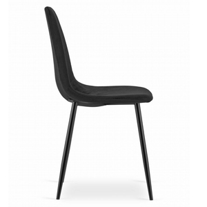 Silla lateral de tela de terciopelo negro de diseño simple moderno con patas de <span class=keywords><strong>metal</strong></span> - Product Image 3