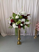 Boule florale artificielle rétro rouge, verte et blanche de 70 cm, décoration de centre de table de mariage