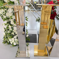 Décoration de table pour événements de mariage NIKA Classic, centre de table haut et élégant en métal doré et argenté pour fleurs