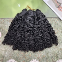 Extensions de cheveux humains bouclés naturels 12A Raw Burmese Feather, pré-bouclées, sans nœuds, noires, légères, pour crochet