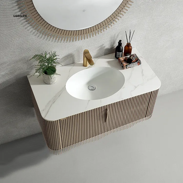 Mobile da bagno di lusso moderno di nuovo Design e mobiletto da parete per lavabo con specchio