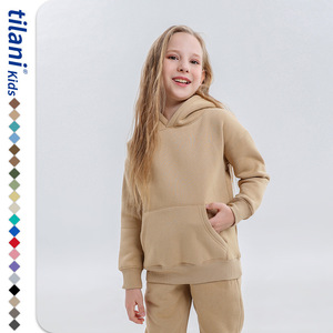Ensemble de sweat-shirt noir pour enfants, manches longues, couleur unie, pantalon en coton confortable, tenue 2 pièces - Product Image 6
