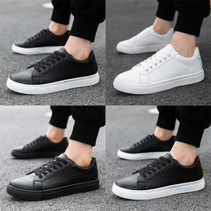 Simple Casual Sport <b>Leather</b> <b>Shoes</b> For <b>Men</b> <b>White</b> Black Running Skateboarding Walking Style <b>shoes</b> - Product Image 5