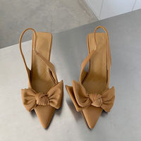 Sandales à Talon Haut pour Femme, Été, Nœud Papillon, Mode, Bout Pointu, Escarpins Doux et Solides à Talon Fin, Fête, Décontracté, Tailles 35-41