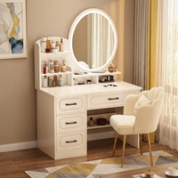 Coiffeuse de chambre moderne minimaliste de style européen, design panneau, tout-en-un, en MDF, multifonctionnelle pour le maquillage
