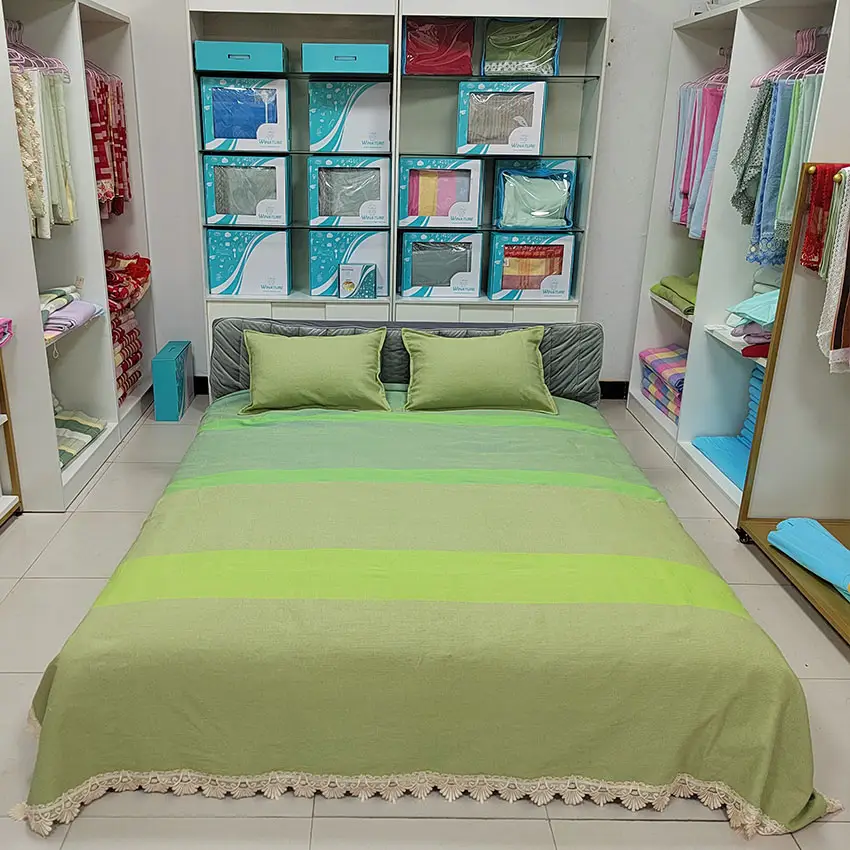 FREE SAMPLE Good Price Luxury Brand Hotel Comfortable Green Bedding Sets Antipilling 3pcs Bed Sheet Set