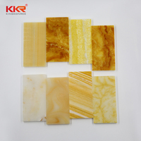 Pierre acrylique artificielle de 8mm, résine rétro-éclairée, panneau mural de surface solide translucide pour décoration murale d'hôtel