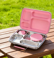 Aohea Nouvelle boîte à lunch en acier inoxydable à 4 compartiments Séparation des repas multi-compartiments Empêche le transfert d'odeurs