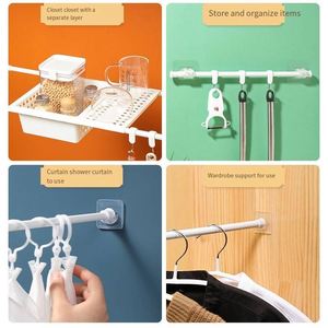 Soporte <span class=keywords><strong>de</strong></span> fijación <span class=keywords><strong>de</strong></span> barra telescópica sin rastro, soporte pegado, dispositivo <span class=keywords><strong>para</strong></span> colgar ropa sin perforaciones, ganchos colgantes <span class=keywords><strong>para</strong></span> cortina, novedad - Product Image 4