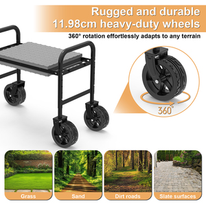 Portable Multifunctional Foldable Garden Metal Kneeler <b>Bench</b> Seat with a Pouch with Wheels - Product Image 2