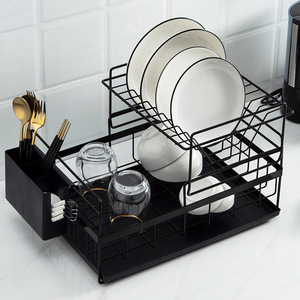 Escurridor de Platos de Cocina de Hierro de Doble Capa con Bandeja de Agua - Product Image 5