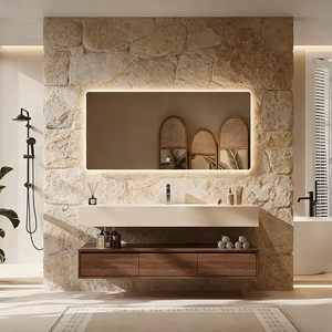 Mueble de <span class=keywords><strong>Baño</strong></span> Flotante Moderno, Conjunto de Mueble de <span class=keywords><strong>Baño</strong></span> Montado en la Pared con Espejo LED, Fabricante de <span class=keywords><strong>Muebles</strong></span> de <span class=keywords><strong>Baño</strong></span> de Lujo - Product Image 3