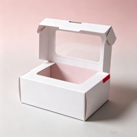 Boîtes d'expédition en carton ondulé recyclé, écologiques, avec finition brillante/mate, fenêtre transparente, revêtement UV, gaufrage et vernis laqué