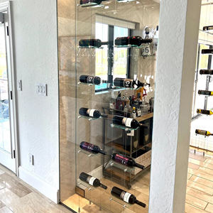 رف نبيذ عصري قابل للتعديل والتمديد من الفولاذ المقاوم للصدأ/الزجاج، سعة كبيرة لعرض النبيذ الأحمر في المنزل - Product Image 4