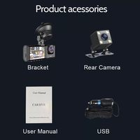 Cámara para Auto con WIFI, 3 Cámaras (Frontal, Trasera e Interior), Grabador de Video con Gran Angular, Espejo Retrovisor con Cámara, Grabador de Conducción Segura