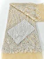 NI.AI Nouveau design de luxe, tissu brodé de sequins et de perles, style ligne, pour robe de mariée ou de soirée