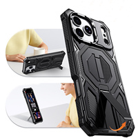 Étui magnétique Armor Shield en TPU et PC avec support pliable en aluminium à 60 degrés pour iPhone 15 14 16 17 Pro Max