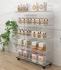 Tùy chỉnh duy nhất bên matel dây lưới treo giỏ siêu thị hiển thị Gondola Kệ dây lưới Kệ giỏ - Product Image 6