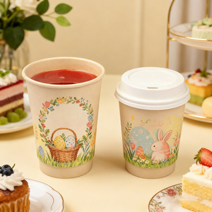 Gobelets à café, boba, thé au lait en papier kraft blanc bambou, qualité alimentaire, jetables, personnalisés, pour les boutiques de desserts, les cafés et les plats à emporter - Product Image 5