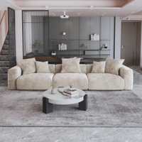 VOXHOME Ensemble de canapés modulaires sectionnels pour salon, en velours côtelé beige, avec système de compression américaine, 3, 4, 5, 6 ou 7 places
