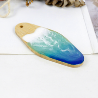 Porte-clés en bois souvenirs de surf nautique, planche de surf, résine époxy, vague marine, cadeau maison de plage