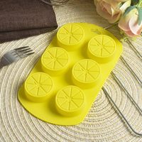 Moule en silicone antiadhésif de qualité alimentaire 3D citron 6 cavités en forme de fruit moule de cuisson pour savon glaçon bonbons Fondant chocolat