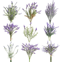 Bunga Lavender Ungu Buatan yang Trendi, Perlengkapan Fotografi Pernikahan, Dekorasi Rumah, Buket Rumput, Cetakan Injeksi