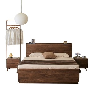 Modern Furniture <b>Size</b> King Double Walnut Wood <b>Beds</b> Nordic Simple Storage <b>Bed</b> Wooden Frame Foe Home BZ-166 Nordic Solid Wood <b>Bed</b> - Product Image 3