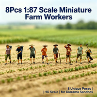 Figurines humanoïdes à l'échelle 1:87, modèles miniatures de fermiers et ouvriers, 8 styles avec chapeaux de paille, figurines miniatures pour paysage de bac à sable