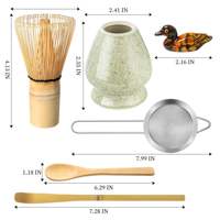 Ensemble fouet à matcha avec bol, support pour fouet, fouet en bambou, cuillère, tamis, kit complet d'outils pour la préparation du matcha pour la maison et la cuisine