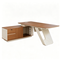 Meuble de bureau commercial moderne en bois avec étagère latérale et rangement, modèle OEM d'usine en gros, garantie 5 ans