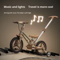 Nouvelle trottinette d'équilibre à quatre roues en plastique pour enfants 0-3M, deux-en-un avec barre de poussée et frein, fabriquée en Chine