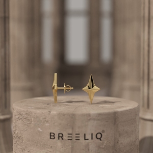 Pendientes de Estrella del Norte en Oro Sólido de 14K para Mujer, Joyería Minimalista con Diseño de Estrella 3D, Pendientes Celestiales Delicados y Únicos - Product Image 2