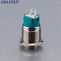 Interrupteur à bouton-poussoir efficace sans éclairage 19 mm 12 V IP65 pour salles de contrôle, interrupteur à bouton-poussoir électrique en métal
