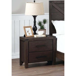 Mesita de Noche Sencilla de Madera Maciza con 2 Cajones, Mesa Auxiliar para Cama, Mueble de Almacenamiento con Cajones - Product Image 3