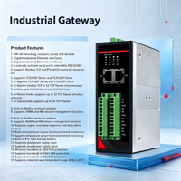 Gateway Industrial Modbus IoT para Riel DIN, 2 Puertos Gigabit Ethernet, 8 Puertos RS232/485 Ópticamente Aislados, Servidor/Cliente TCP/UDP, 9-60VDC