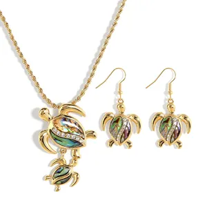 Hawaiian Ocean Style Turtle Pendant Necklace Set Fashion Necklace and Earrings Set for Women 2022