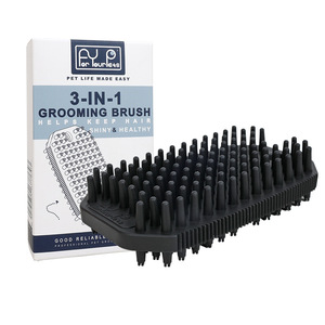TPRペットグルーミングバスブラシ＆マッサージコーム（犬猫用）抜け毛除去ウェット/ドライ両用 - Product Image 6