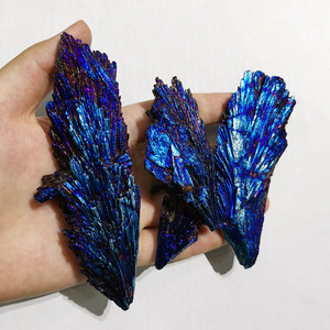 Đá Thạch Anh Aque Aura Titanium Màu Xanh Đậm Đá Khoáng Thô Đá Tourmaline Tự Nhiên Đá Tourmaline Màu Tím Aura - Product Image 2