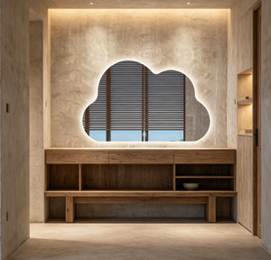 Heavenly <b>Mirror</b> Modern Smart Glass Cloud Shape Wall-Mounted Touch-Switch LED <b>Bath</b> <b>Mirror</b> with Natural Marble Frame for Bathroom - Product Image 2